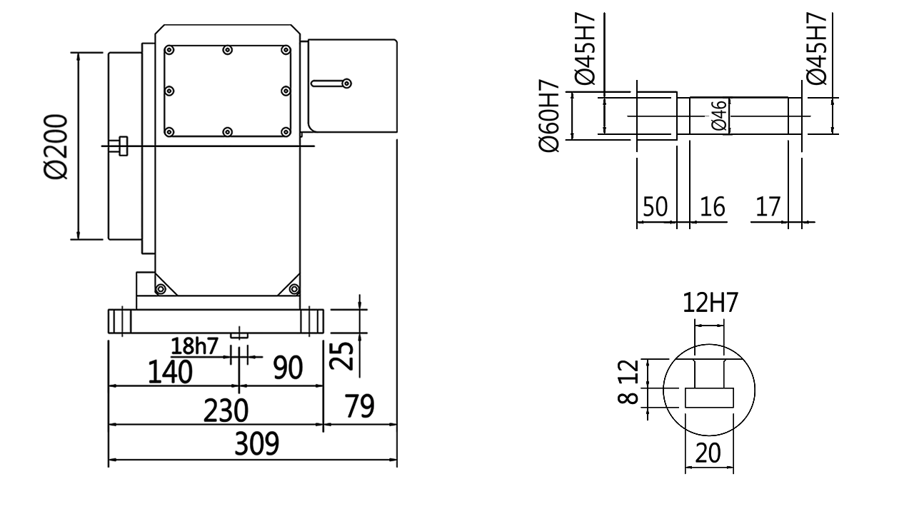 Plano de la vista lateral-RD200T2