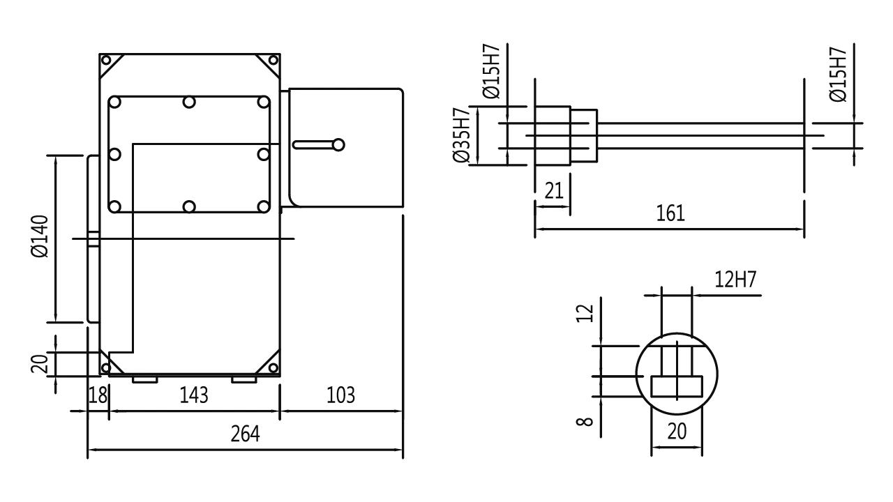 Plano de la vista lateral-RD140R