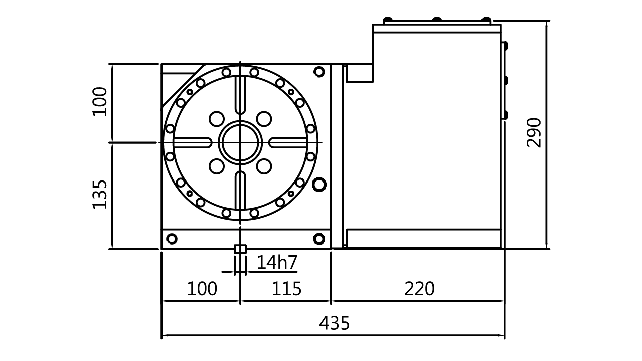 Plano de la vista frontal- RDE170R