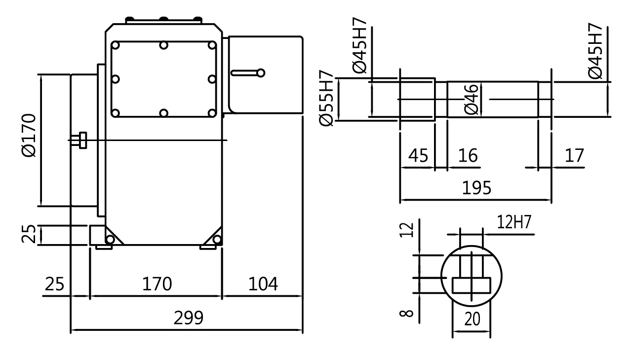 Plano de la vista lateral - RD170R