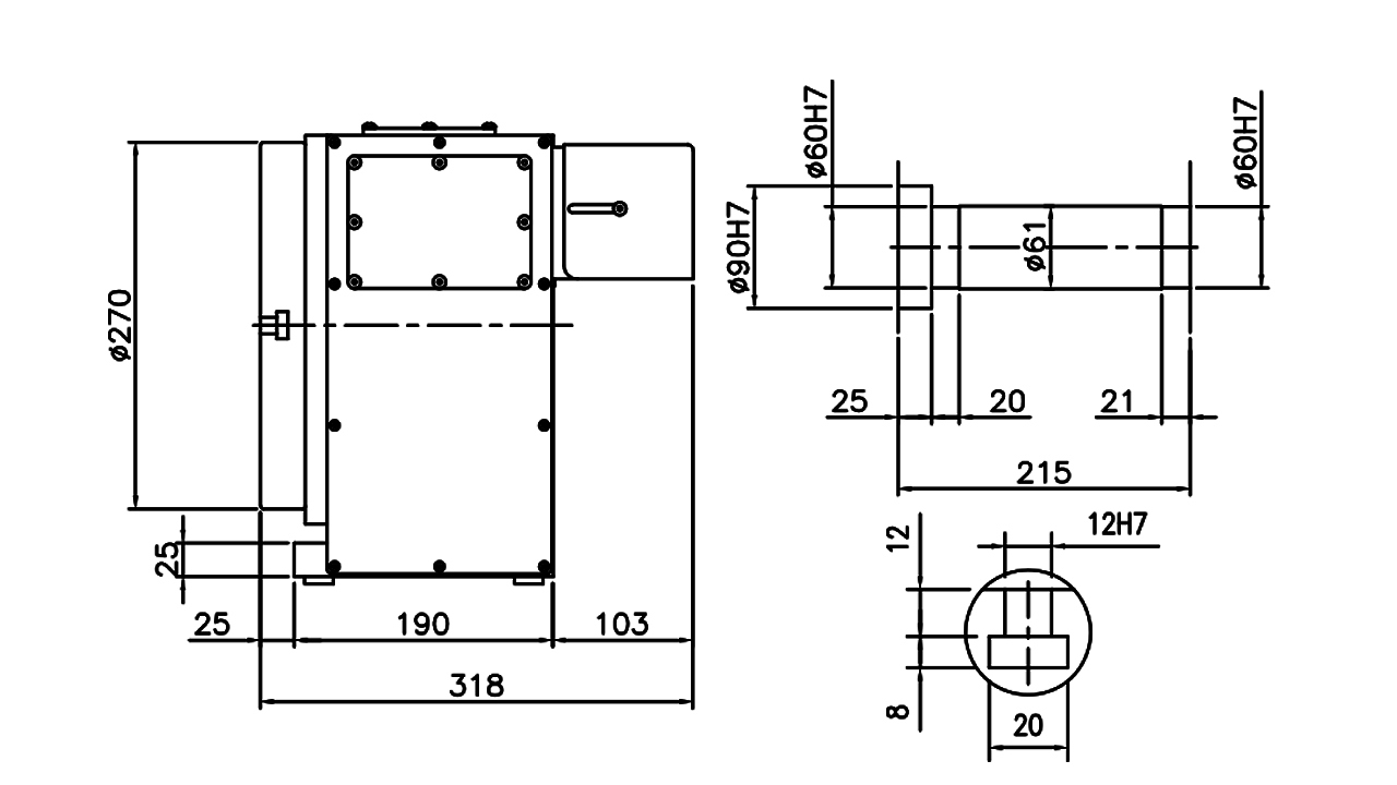 RD270R Planos de tamaño