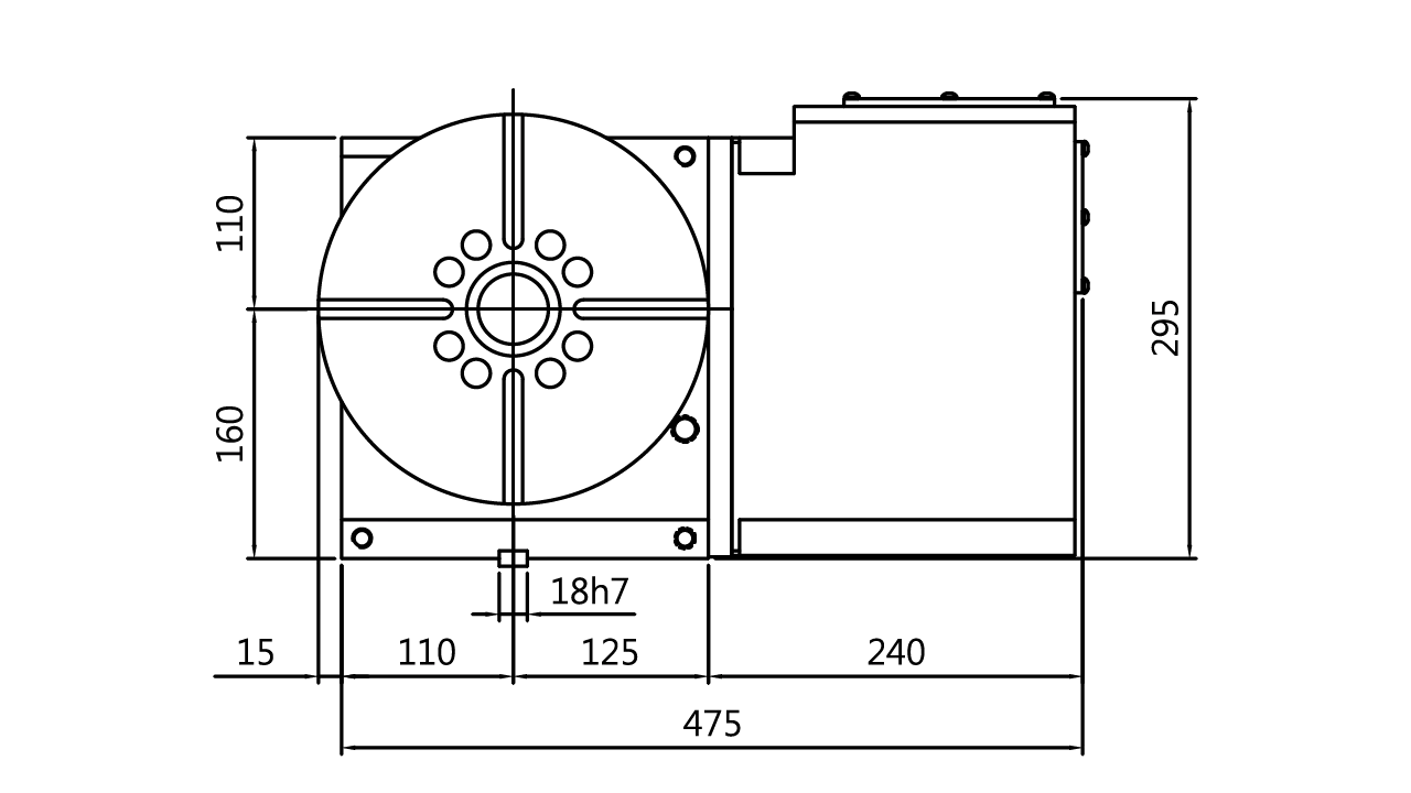 Plano de la vista frontal- RDS250R