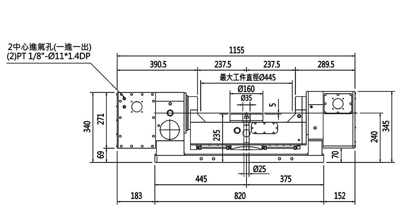 Plano de la vista trasera - ACL160