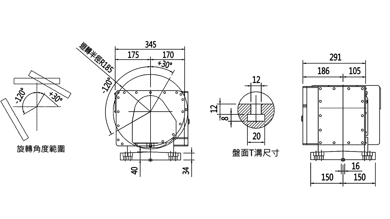 Plano de la vista lateral - ACL160