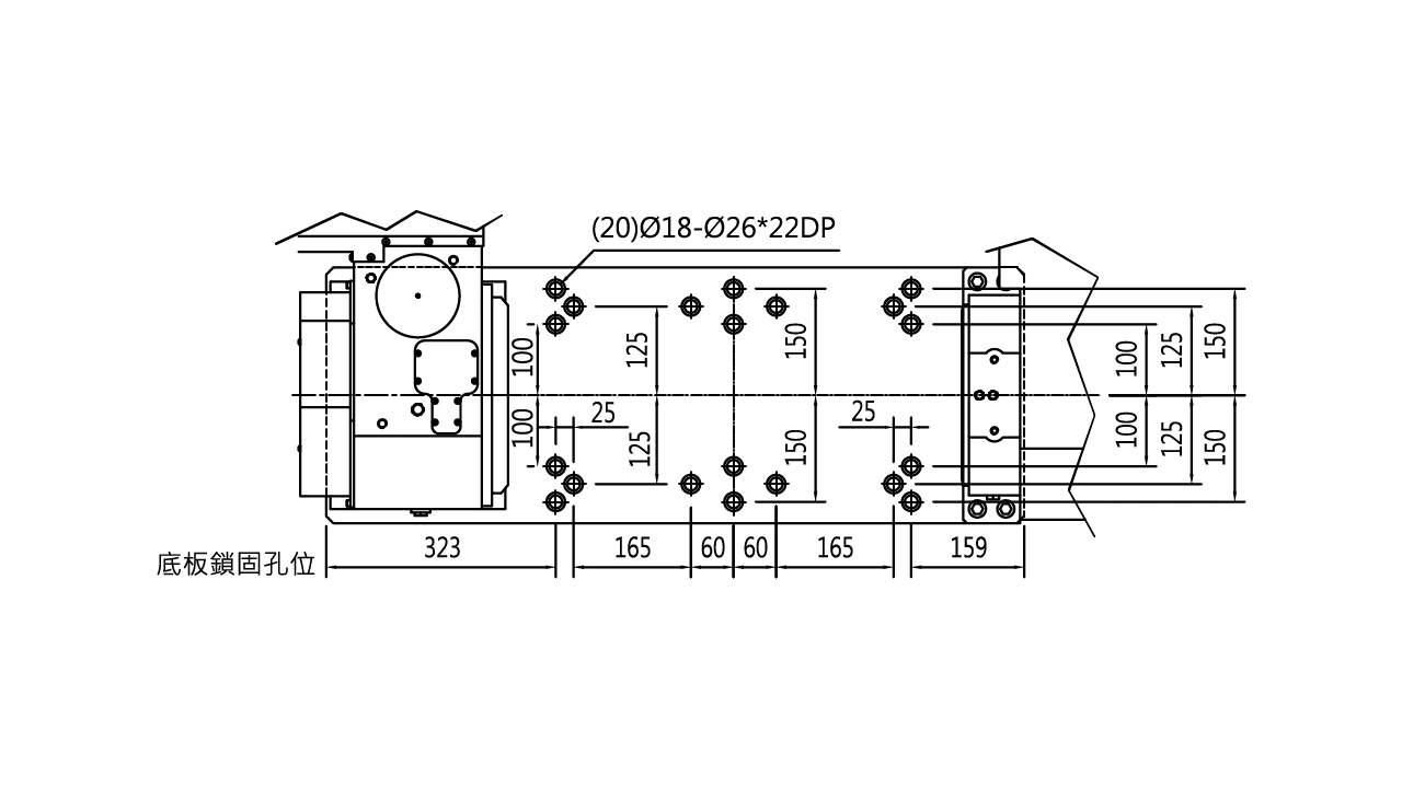 Plano de la vista trasera - ACS320