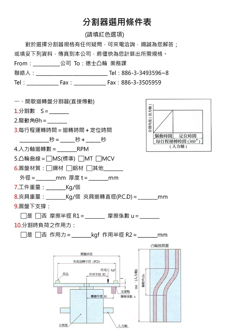 規格選用技術支援表