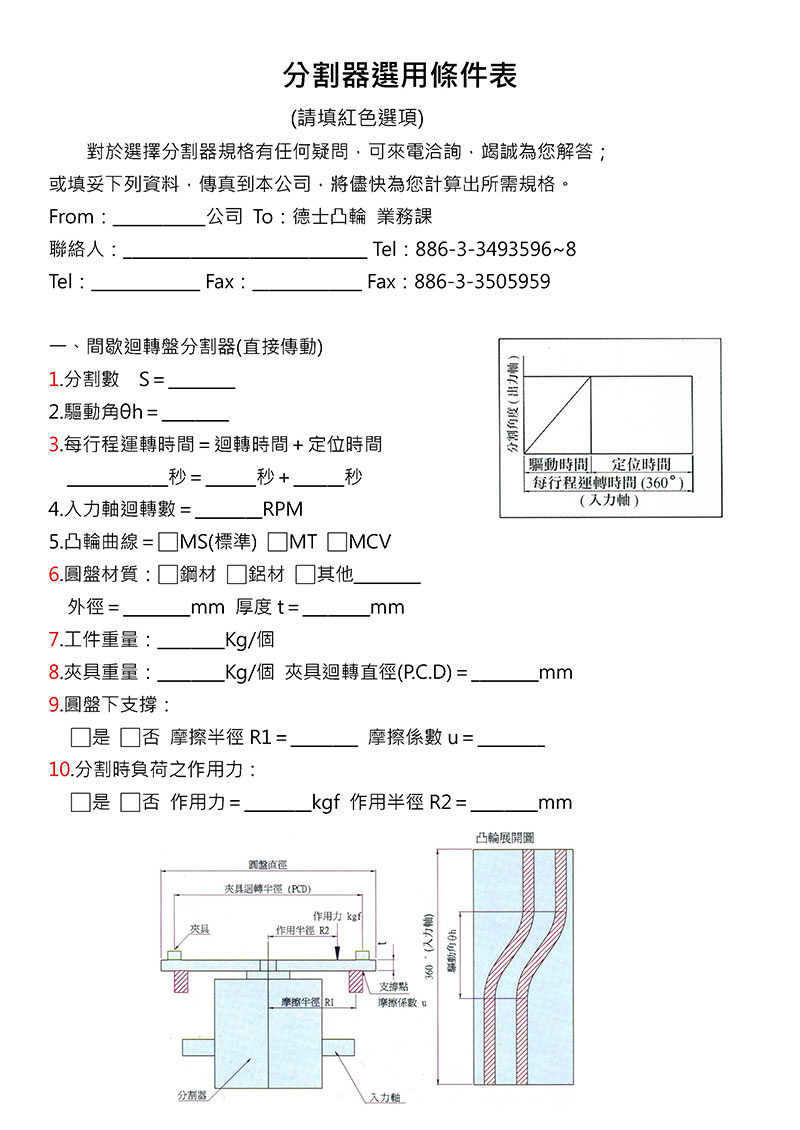 規格選用技術支援表