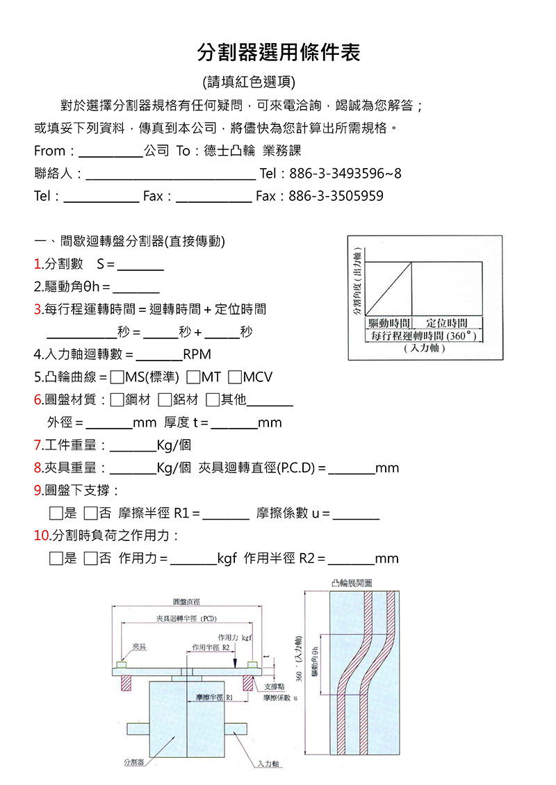 規格選用技術支援表