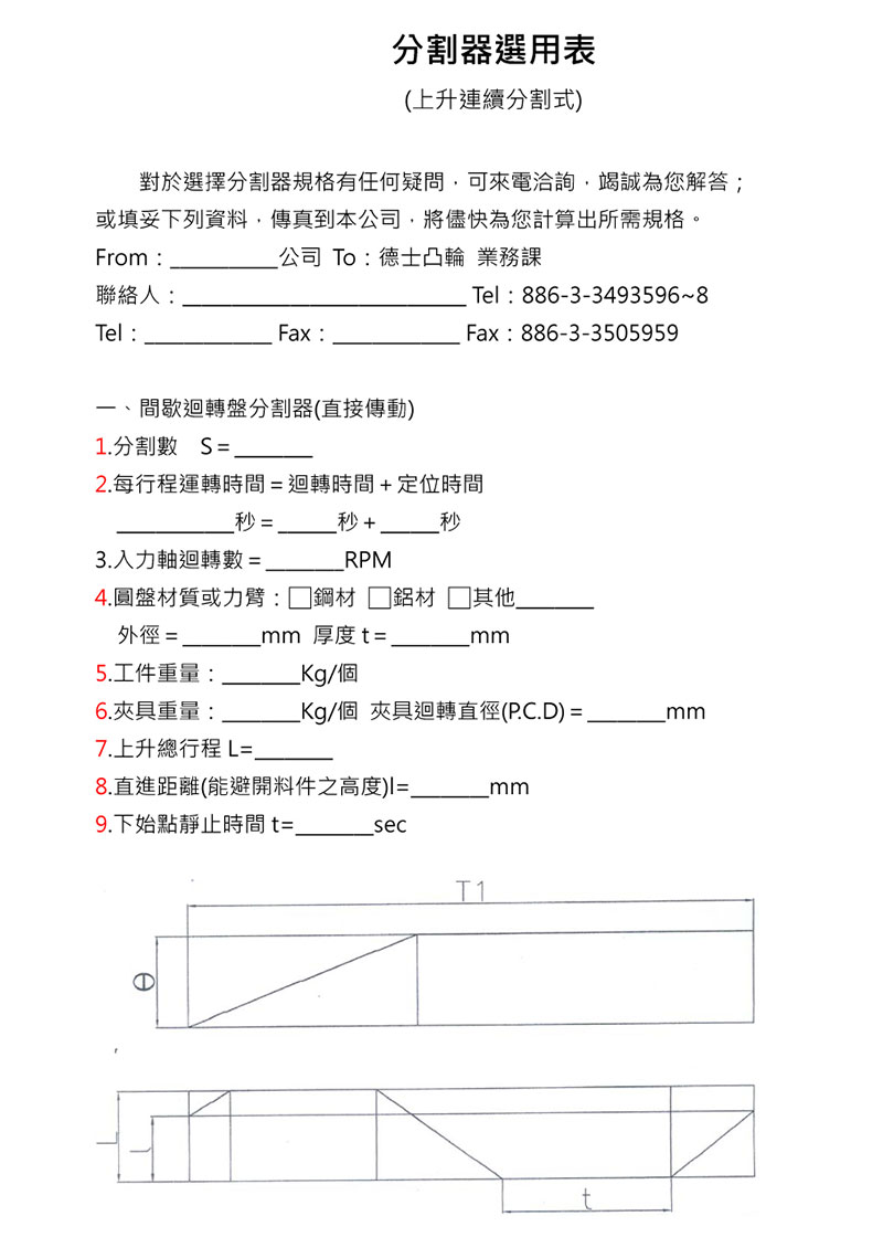 規格選用技術支援表