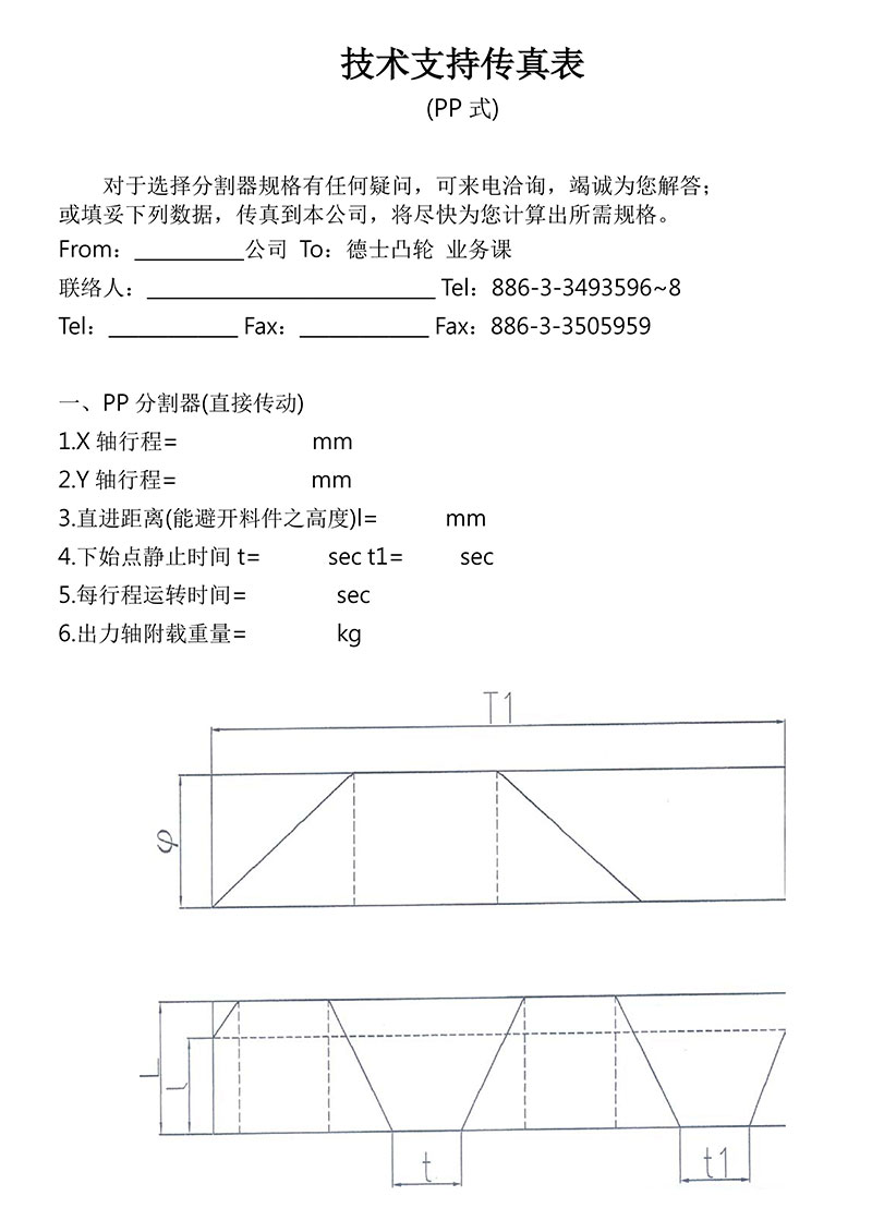 规格选用技术支援表