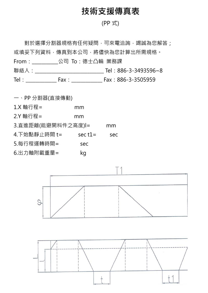 規格選用技術支援表